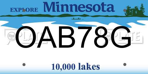OAB78G Minnesota License Plate