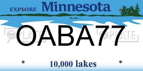 OABA77 Minnesota License Plate