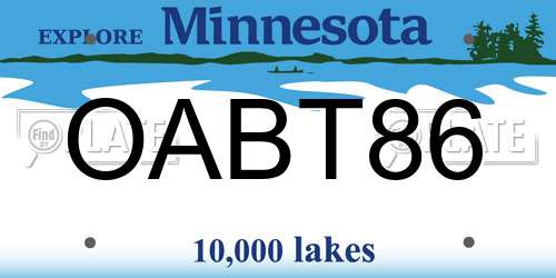 OABT86 Minnesota License Plate