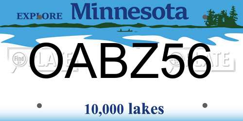 OABZ56 Minnesota License Plate