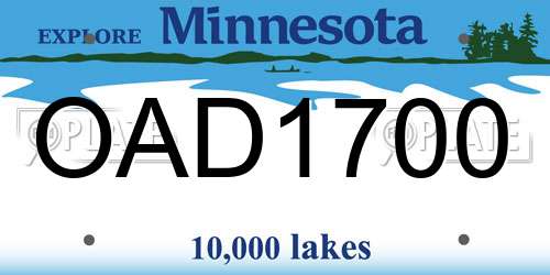OAD1700 Minnesota License Plate