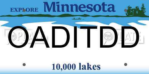 OADITDD Minnesota License Plate