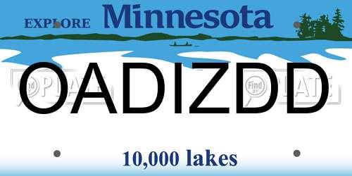 OADIZDD Minnesota License Plate