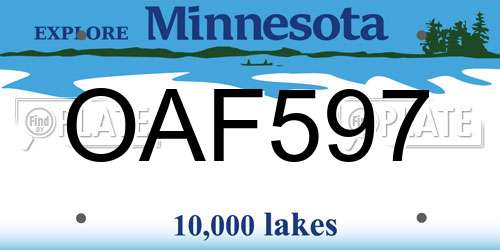 OAF597 Minnesota License Plate
