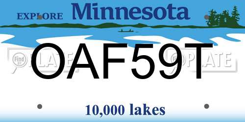 OAF59T Minnesota License Plate