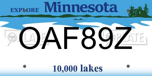 OAF89Z Minnesota License Plate
