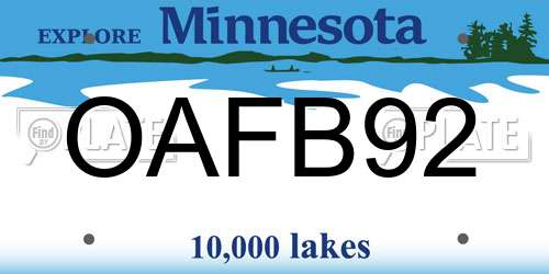 OAFB92 Minnesota License Plate