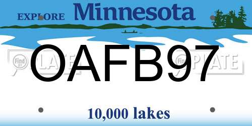 OAFB97 Minnesota License Plate