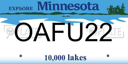 OAFU22 Minnesota License Plate