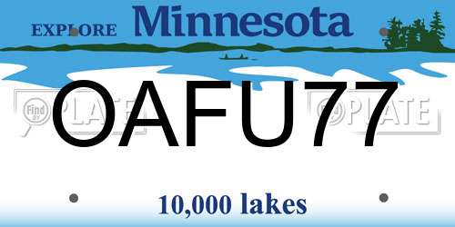 OAFU77 Minnesota License Plate