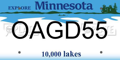 OAGD55 Minnesota License Plate