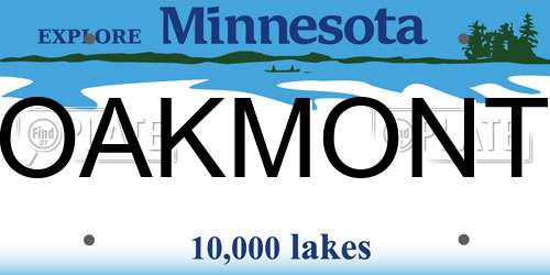 OAKMONT Minnesota License Plate