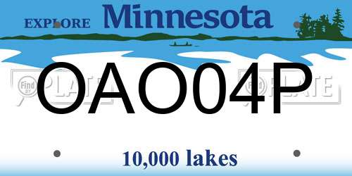 OAO04P Minnesota License Plate