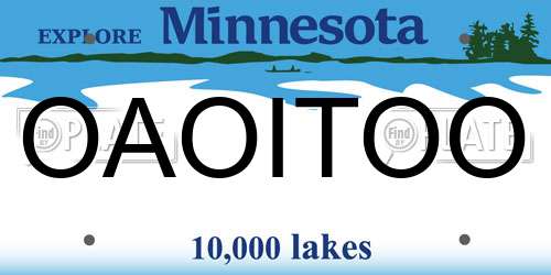 OAOITOO Minnesota License Plate