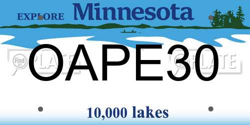 OAPE30 Minnesota License Plate