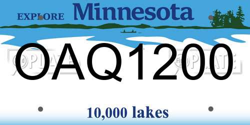OAQ1200 Minnesota License Plate