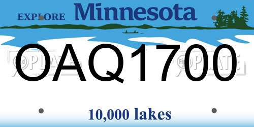 OAQ1700 Minnesota License Plate