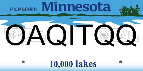 OAQITQQ Minnesota License Plate
