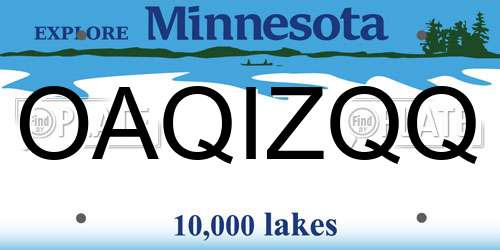 OAQIZQQ Minnesota License Plate