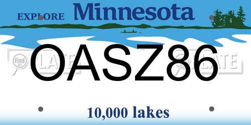 OASZ86 Minnesota License Plate