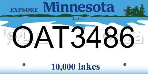 OAT3486 Minnesota License Plate