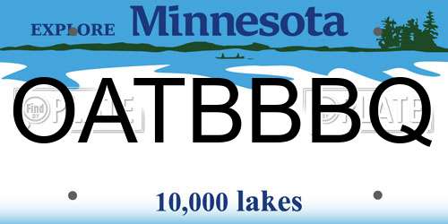 OATBBBQ Minnesota License Plate