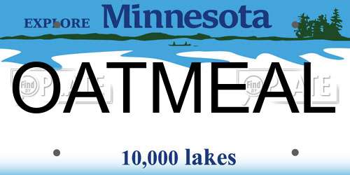 OATMEAL Minnesota License Plate