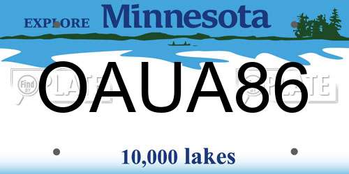 OAUA86 Minnesota License Plate