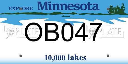OB047 Minnesota License Plate