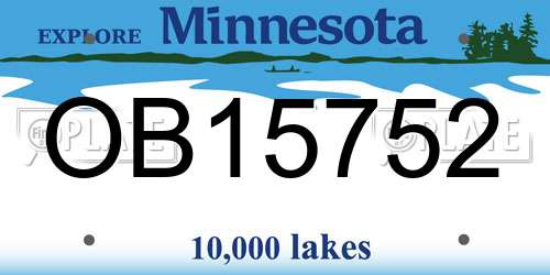 OB15752 Minnesota License Plate