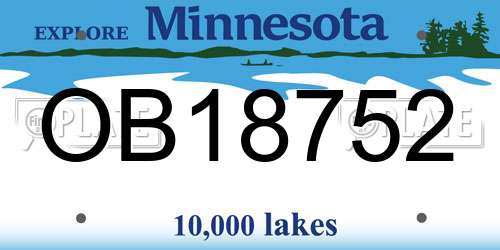 OB18752 Minnesota License Plate