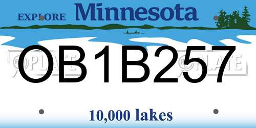 OB1B257 Minnesota License Plate