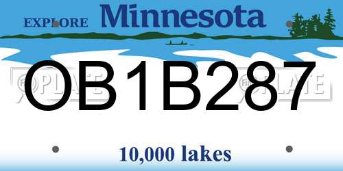 OB1B287 Minnesota License Plate