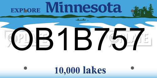 OB1B757 Minnesota License Plate