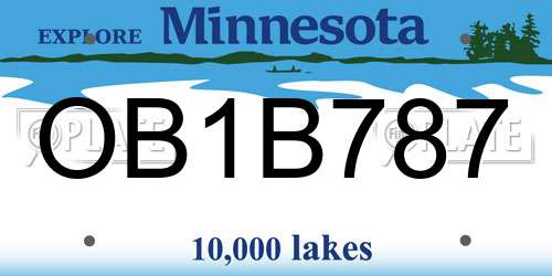 OB1B787 Minnesota License Plate