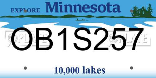OB1S257 Minnesota License Plate