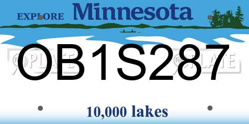 OB1S287 Minnesota License Plate