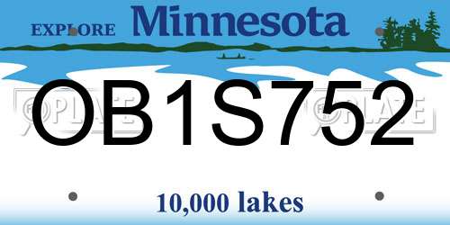 OB1S752 Minnesota License Plate