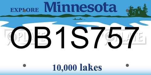 OB1S757 Minnesota License Plate