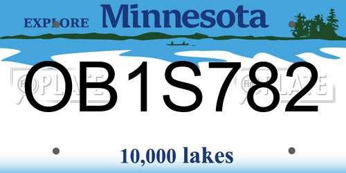 OB1S782 Minnesota License Plate