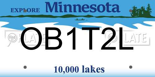 OB1T2L Minnesota License Plate