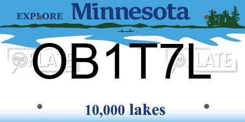 OB1T7L Minnesota License Plate