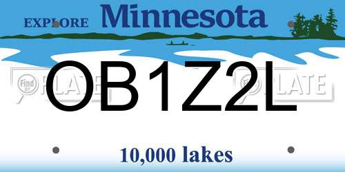OB1Z2L Minnesota License Plate