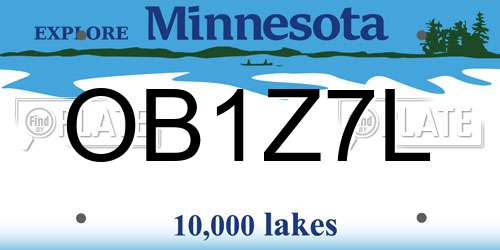 OB1Z7L Minnesota License Plate