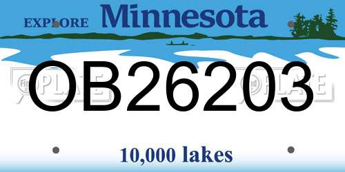 OB26203 Minnesota License Plate