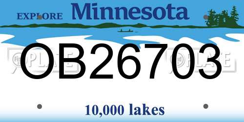OB26703 Minnesota License Plate