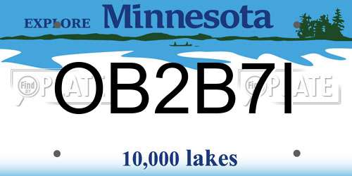 OB2B7I Minnesota License Plate