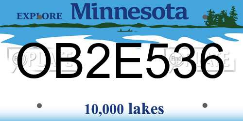 OB2E536 Minnesota License Plate