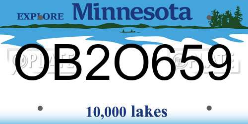 OB2O659 Minnesota License Plate