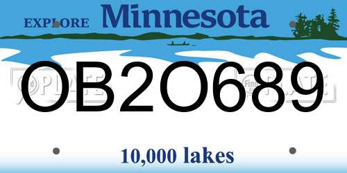 OB2O689 Minnesota License Plate